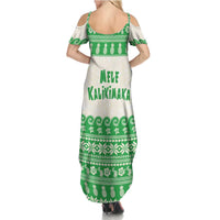 Green Mele Kalikimaka Hawaii Summer Maxi Dress Funny Ho Ho Ho Santa Shaka LT14 - Polynesian Pride