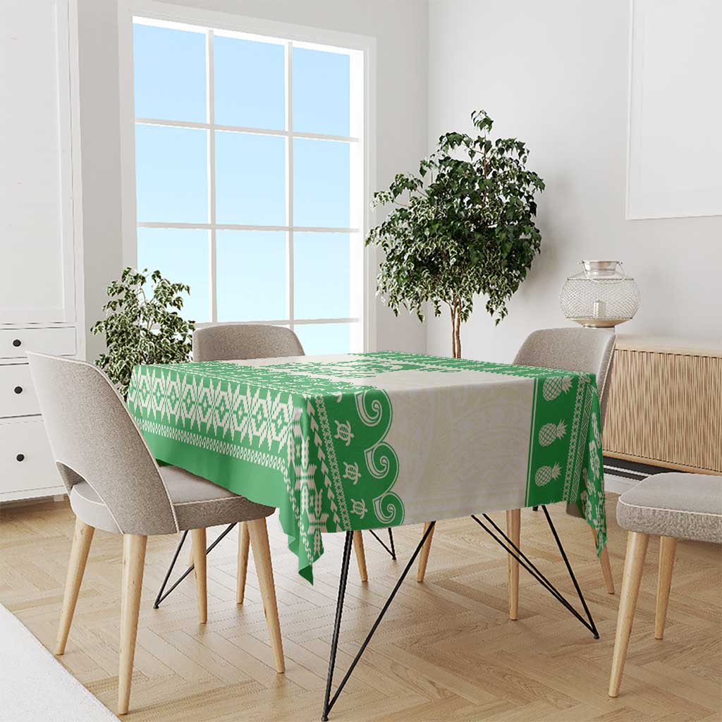 Green Mele Kalikimaka Hawaii Tablecloth Funny Ho Ho Ho Santa Shaka - Polynesian Pride