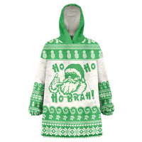Green Mele Kalikimaka Hawaii Wearable Blanket Hoodie Funny Ho Ho Ho Santa Shaka LT14 One Size Green - Polynesian Pride