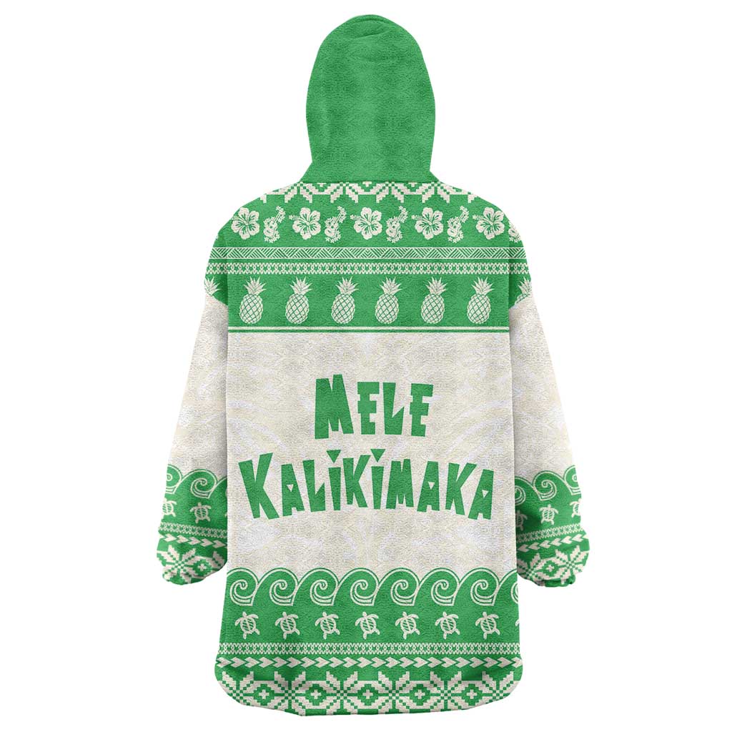 Green Mele Kalikimaka Hawaii Wearable Blanket Hoodie Funny Ho Ho Ho Santa Shaka LT14 - Polynesian Pride