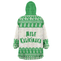Green Mele Kalikimaka Hawaii Wearable Blanket Hoodie Funny Ho Ho Ho Santa Shaka LT14 - Polynesian Pride