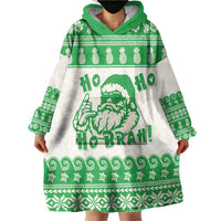 Green Mele Kalikimaka Hawaii Wearable Blanket Hoodie Funny Ho Ho Ho Santa Shaka LT14 - Polynesian Pride