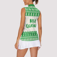 Green Mele Kalikimaka Hawaii Women Sleeveless Polo Shirt Funny Ho Ho Ho Santa Shaka LT14 - Polynesian Pride