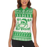 Green Mele Kalikimaka Hawaii Women Sleeveless Polo Shirt Funny Ho Ho Ho Santa Shaka LT14 - Polynesian Pride