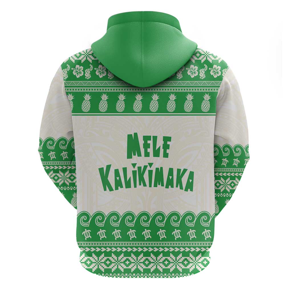 Green Mele Kalikimaka Hawaii Zip Hoodie Funny Ho Ho Ho Santa Shaka LT14 - Polynesian Pride