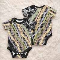 Black Palaka Hawaii Leis Baby Onesie Hawaiian-plaid Elegant Tropical Vibes