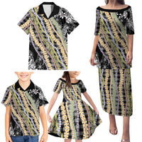 Black Palaka Hawaii Leis Family Matching Puletasi and Hawaiian Shirt Hawaiian-plaid Elegant Tropical Vibes LT14 - Polynesian Pride