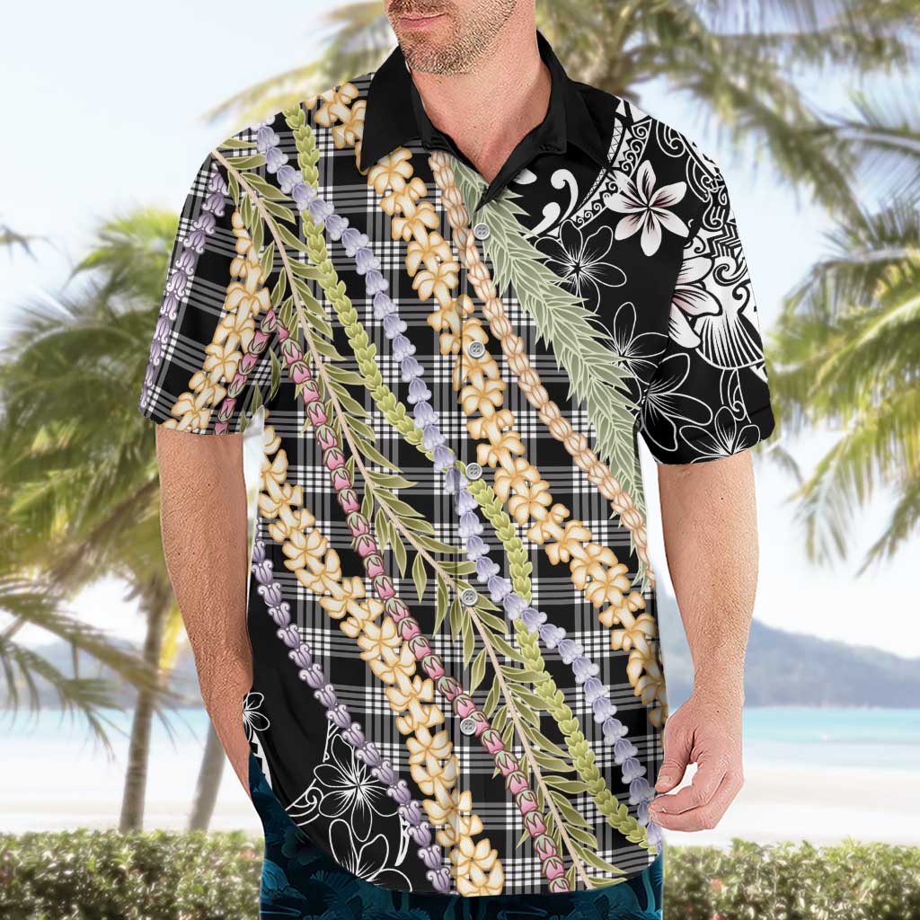 Black Palaka Hawaii Leis Hawaiian Shirt Hawaiian-plaid Elegant Tropical Vibes - Polynesian Pride