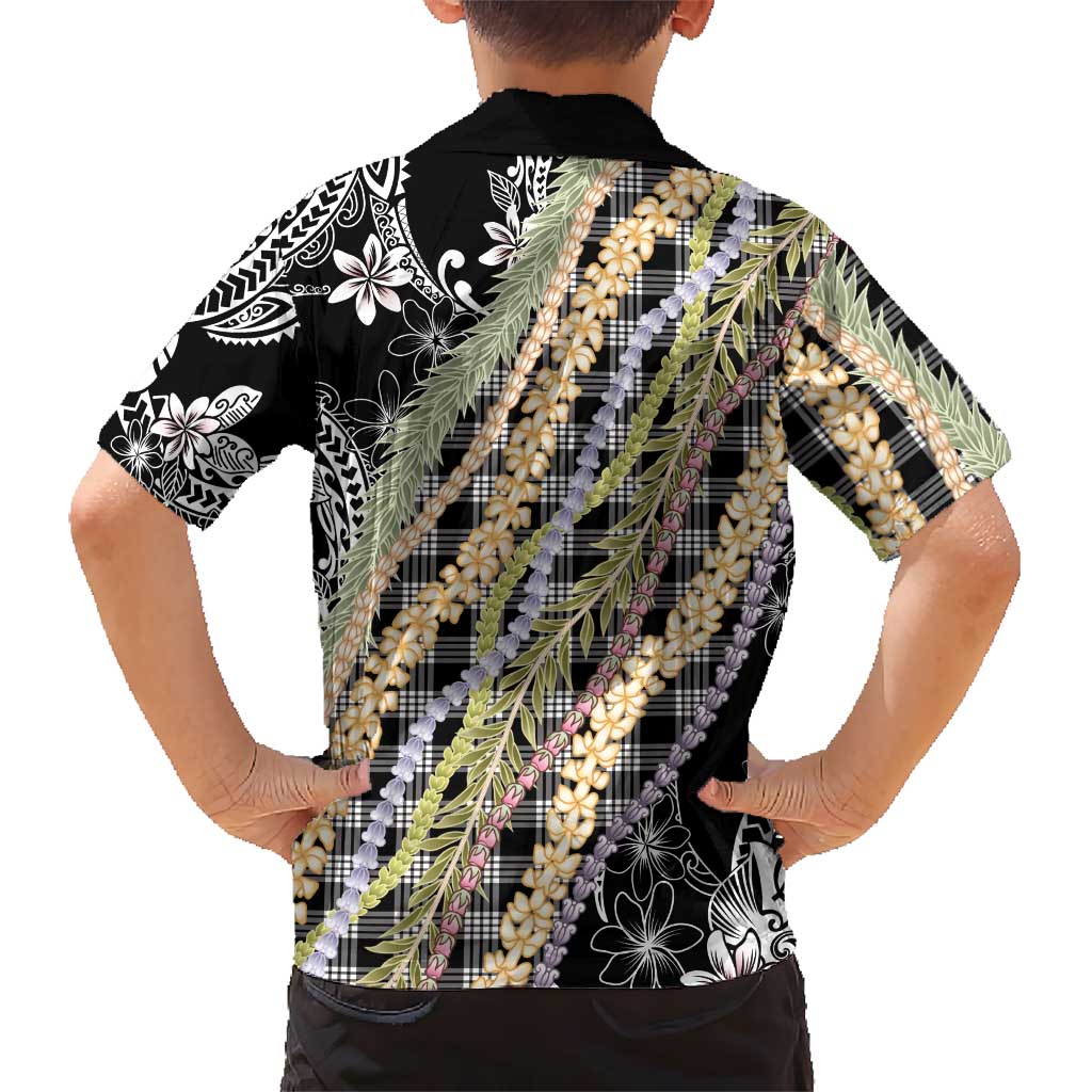 Black Palaka Hawaii Leis Hawaiian Shirt Hawaiian-plaid Elegant Tropical Vibes - Polynesian Pride
