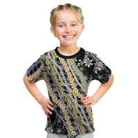 Black Palaka Hawaii Leis Kid T Shirt Hawaiian-plaid Elegant Tropical Vibes - Polynesian Pride
