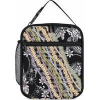 Black Palaka Hawaii Leis Lunch Bag Hawaiian-plaid Elegant Tropical Vibes