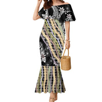 Black Palaka Hawaii Leis Mermaid Dress Hawaiian-plaid Elegant Tropical Vibes LT14 Women Black - Polynesian Pride
