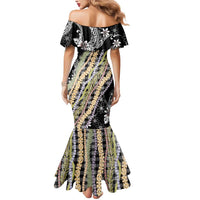 Black Palaka Hawaii Leis Mermaid Dress Hawaiian-plaid Elegant Tropical Vibes LT14 - Polynesian Pride