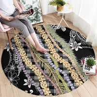 Black Palaka Hawaii Leis Round Carpet Hawaiian-plaid Elegant Tropical Vibes LT14 - Polynesian Pride