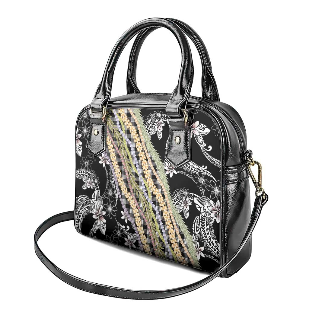 Black Palaka Hawaii Leis Shoulder Handbag Hawaiian-plaid Elegant Tropical Vibes - Polynesian Pride