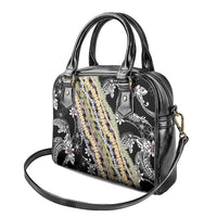 Black Palaka Hawaii Leis Shoulder Handbag Hawaiian-plaid Elegant Tropical Vibes - Polynesian Pride