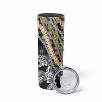 Black Palaka Hawaii Leis Skinny Tumbler Hawaiian-plaid Elegant Tropical Vibes LT14 - Polynesian Pride