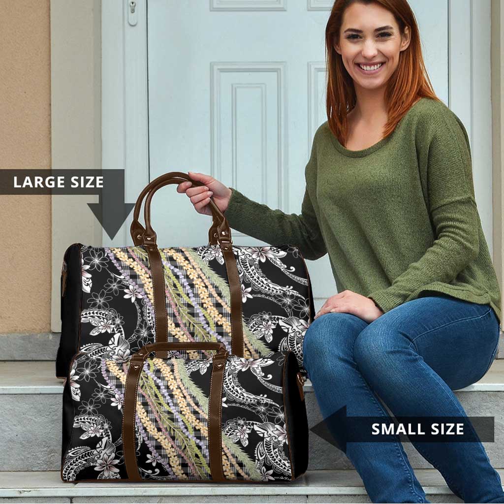 Black Palaka Hawaii Leis Travel Bag Hawaiian-plaid Elegant Tropical Vibes - Polynesian Pride