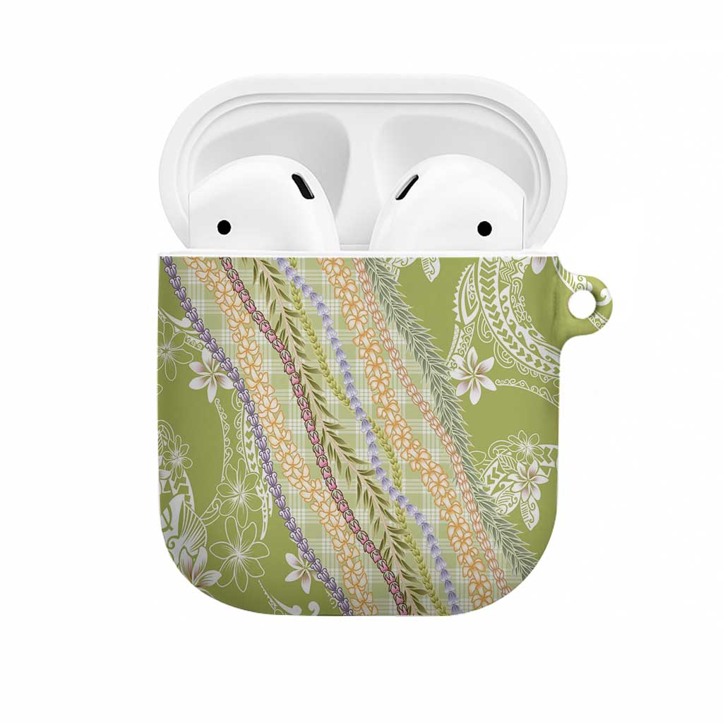 Green Palaka Hawaii Leis AirPods Case Hawaiian-plaid Elegant Tropical Vibes - Polynesian Pride