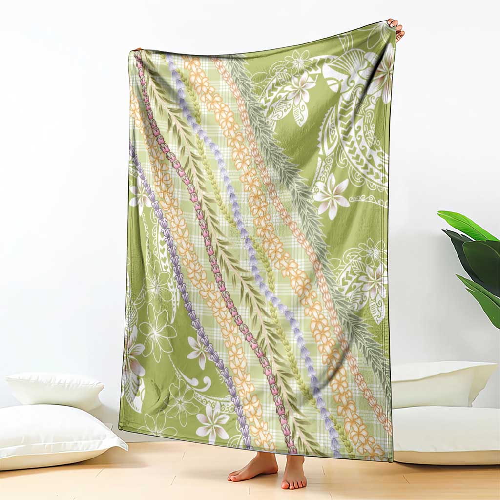 Green Palaka Hawaii Leis Blanket Hawaiian-plaid Elegant Tropical Vibes - Polynesian Pride