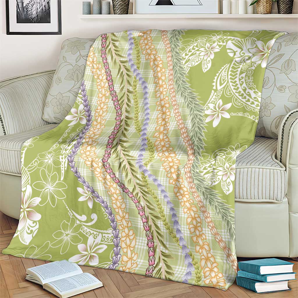 Green Palaka Hawaii Leis Blanket Hawaiian-plaid Elegant Tropical Vibes - Polynesian Pride