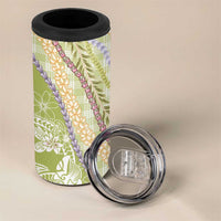 Green Palaka Hawaii Leis 4 in 1 Can Cooler Tumbler Hawaiian-plaid Elegant Tropical Vibes LT14 - Polynesian Pride