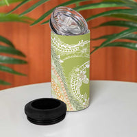 Green Palaka Hawaii Leis 4 in 1 Can Cooler Tumbler Hawaiian-plaid Elegant Tropical Vibes LT14 - Polynesian Pride