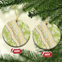 Green Palaka Hawaii Leis Ceramic Ornament Hawaiian-plaid Elegant Tropical Vibes - Polynesian Pride