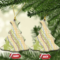 Green Palaka Hawaii Leis Ceramic Ornament Hawaiian-plaid Elegant Tropical Vibes - Polynesian Pride
