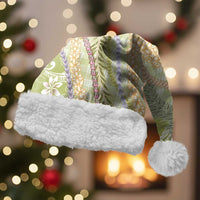 Green Palaka Hawaii Leis Christmas Santa Hat - Hawaiian Plaid Elegant Tropical Vibes LT14 With Fur Green - Polynesian Pride