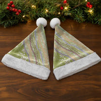 Green Palaka Hawaii Leis Christmas Santa Hat - Hawaiian Plaid Elegant Tropical Vibes LT14 - Polynesian Pride