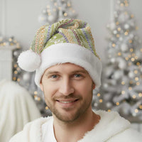 Green Palaka Hawaii Leis Christmas Santa Hat - Hawaiian Plaid Elegant Tropical Vibes LT14 - Polynesian Pride