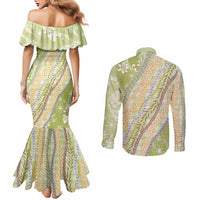 Green Palaka Hawaii Leis Couples Matching Mermaid Dress and Long Sleeve Button Shirt Hawaiian-plaid Elegant Tropical Vibes LT14 - Polynesian Pride
