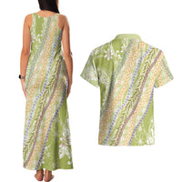 Green Palaka Hawaii Leis Couples Matching Tank Maxi Dress and Hawaiian Shirt Hawaiian-plaid Elegant Tropical Vibes LT14 - Polynesian Pride