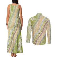 Green Palaka Hawaii Leis Couples Matching Tank Maxi Dress and Long Sleeve Button Shirt Hawaiian-plaid Elegant Tropical Vibes LT14 - Polynesian Pride