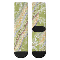 Green Palaka Hawaii Leis Crew Socks Hawaiian-plaid Elegant Tropical Vibes LT14 - Polynesian Pride