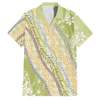 Green Palaka Hawaii Leis Family Matching Long Sleeve Bodycon Dress and Hawaiian Shirt Hawaiian-plaid Elegant Tropical Vibes LT14 Dad's Shirt - Short Sleeve Green - Polynesian Pride