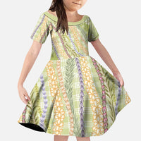 Green Palaka Hawaii Leis Family Matching Mermaid Dress and Hawaiian Shirt Hawaiian-plaid Elegant Tropical Vibes LT14 Daughter's Dress Green - Polynesian Pride