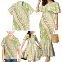 Green Palaka Hawaii Leis Family Matching Mermaid Dress and Hawaiian Shirt Hawaiian-plaid Elegant Tropical Vibes LT14 - Polynesian Pride
