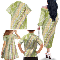 Green Palaka Hawaii Leis Family Matching Off The Shoulder Long Sleeve Dress and Hawaiian Shirt Hawaiian-plaid Elegant Tropical Vibes LT14 - Polynesian Pride