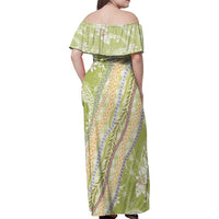 Green Palaka Hawaii Leis Family Matching Off Shoulder Maxi Dress and Hawaiian Shirt Hawaiian-plaid Elegant Tropical Vibes LT14 - Polynesian Pride