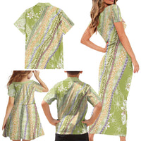 Green Palaka Hawaii Leis Family Matching Short Sleeve Bodycon Dress and Hawaiian Shirt Hawaiian-plaid Elegant Tropical Vibes LT14 - Polynesian Pride
