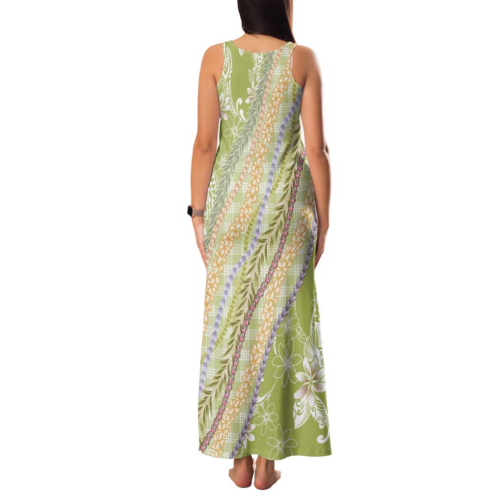 Green Palaka Hawaii Leis Family Matching Tank Maxi Dress and Hawaiian Shirt Hawaiian-plaid Elegant Tropical Vibes LT14 - Polynesian Pride