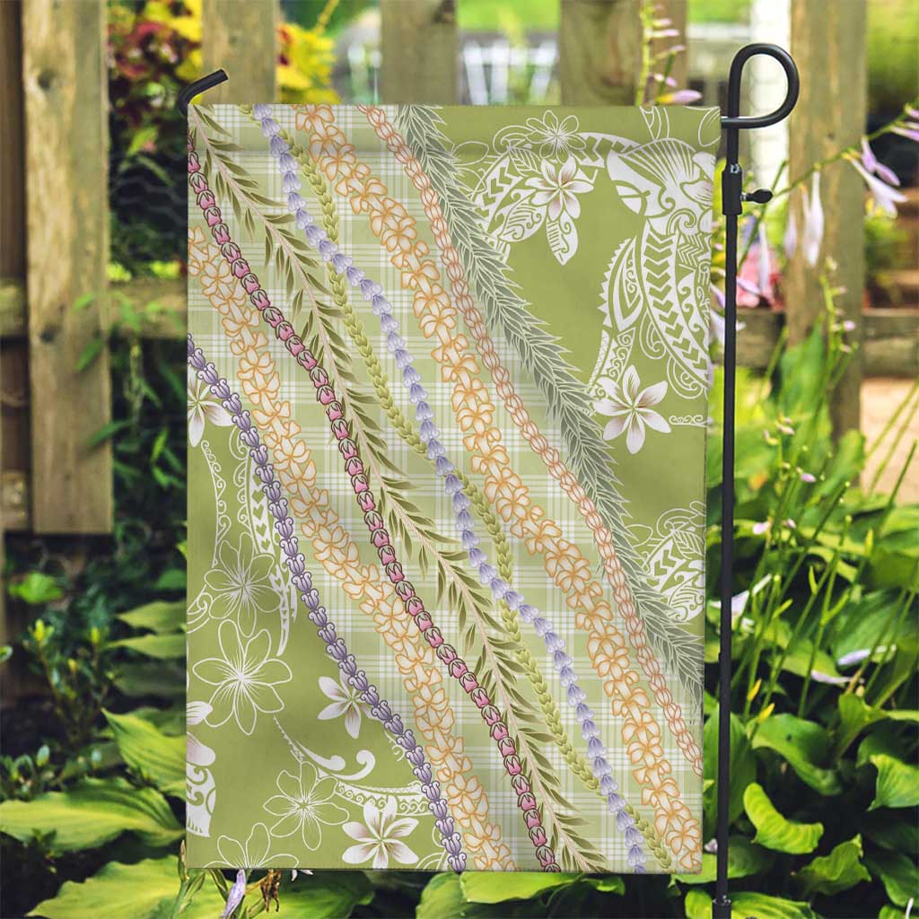 Green Palaka Hawaii Leis Garden Flag Hawaiian-plaid Elegant Tropical Vibes - Polynesian Pride