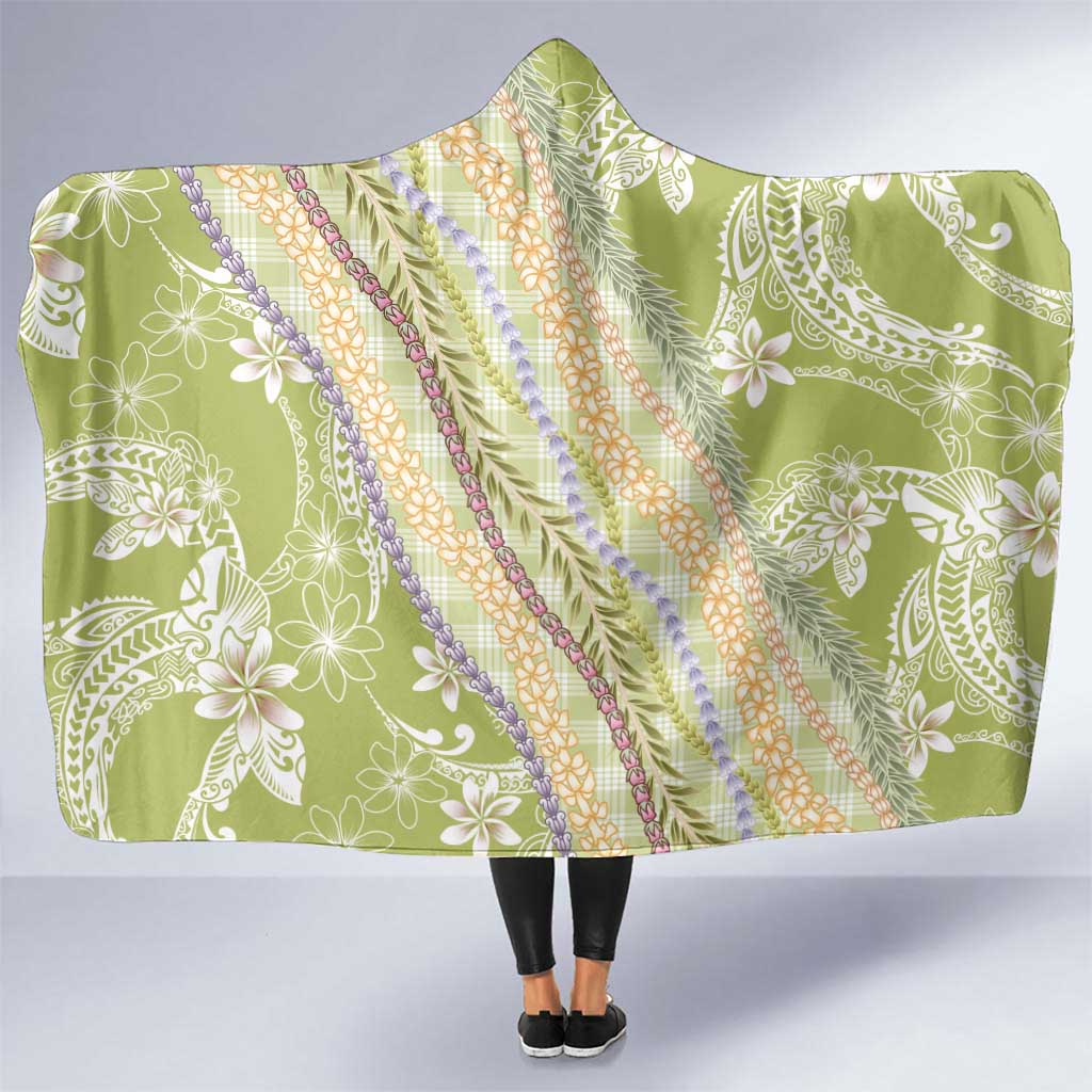 Green Palaka Hawaii Leis Hooded Blanket Hawaiian-plaid Elegant Tropical Vibes LT14 One Size Green - Polynesian Pride