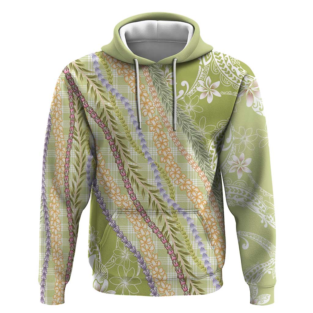 Green Palaka Hawaii Leis Hoodie Hawaiian-plaid Elegant Tropical Vibes - Polynesian Pride