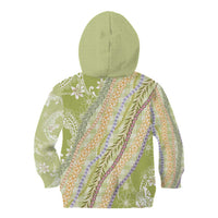 Green Palaka Hawaii Leis Kid Hoodie Hawaiian-plaid Elegant Tropical Vibes - Polynesian Pride