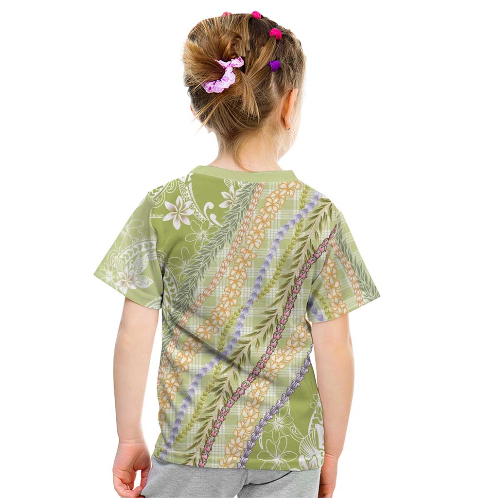 Green Palaka Hawaii Leis Kid T Shirt Hawaiian-plaid Elegant Tropical Vibes LT14 - Polynesian Pride