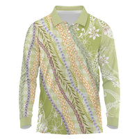 Green Palaka Hawaii Leis Long Sleeve Polo Shirt Hawaiian-plaid Elegant Tropical Vibes LT14 Green - Polynesian Pride