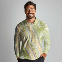 Green Palaka Hawaii Leis Long Sleeve Polo Shirt Hawaiian-plaid Elegant Tropical Vibes LT14 - Polynesian Pride